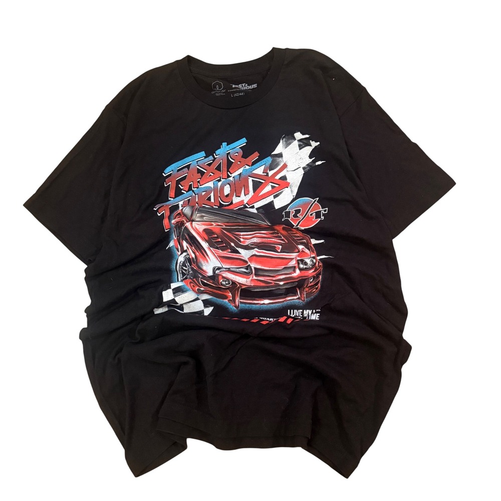 Fast & Furious X Movie Promo Graphic T-Shirt Mens Large Black Streetwear Car Tee